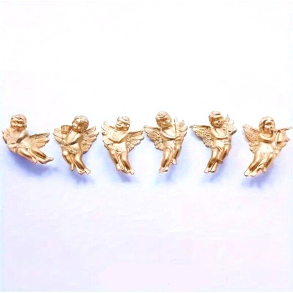 Gold Cherub Angel Christmas Tree Hanging‎ Ornament Set - Picture 1 of 3